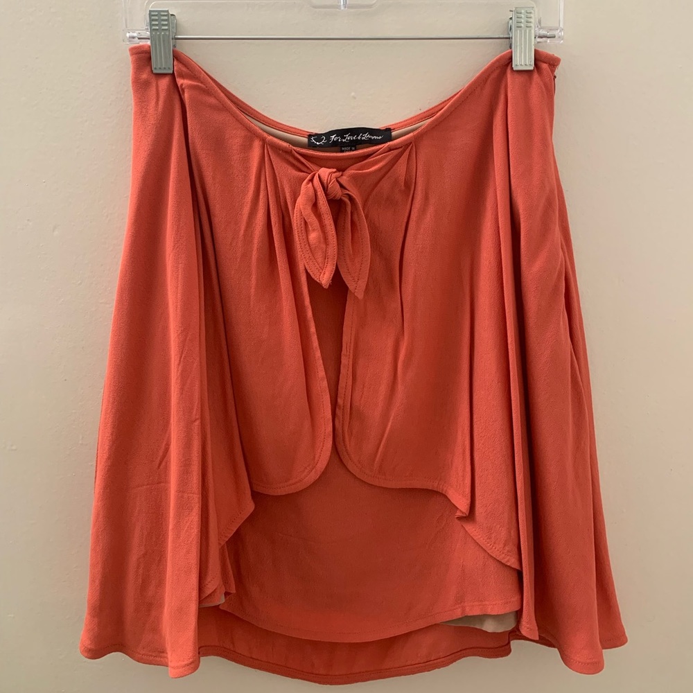 Tie-Front Peach Mini Skirt